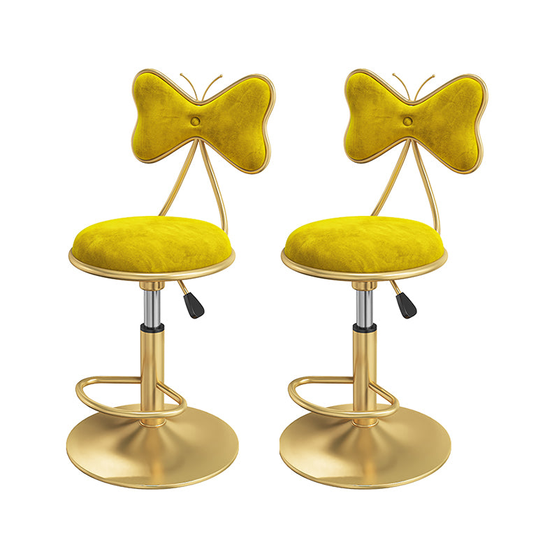 Scandinavian Design Upholstered Bar Stools with Fabric Round Stools with Footrest