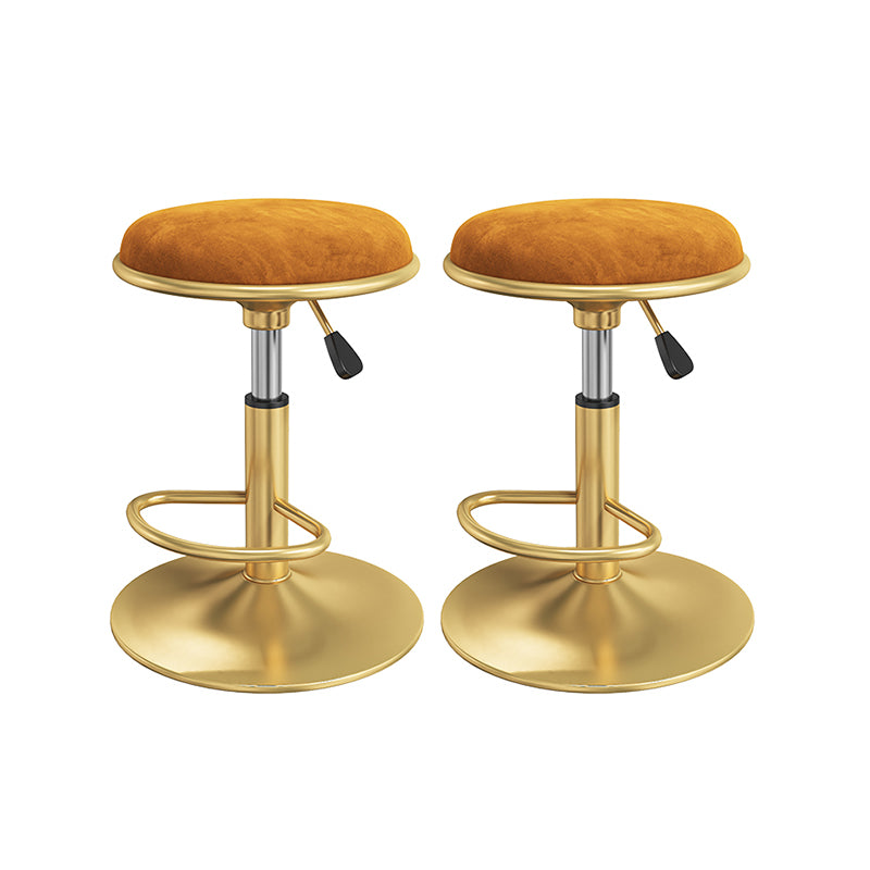 Scandinavian Design Upholstered Bar Stools with Fabric Round Stools with Footrest
