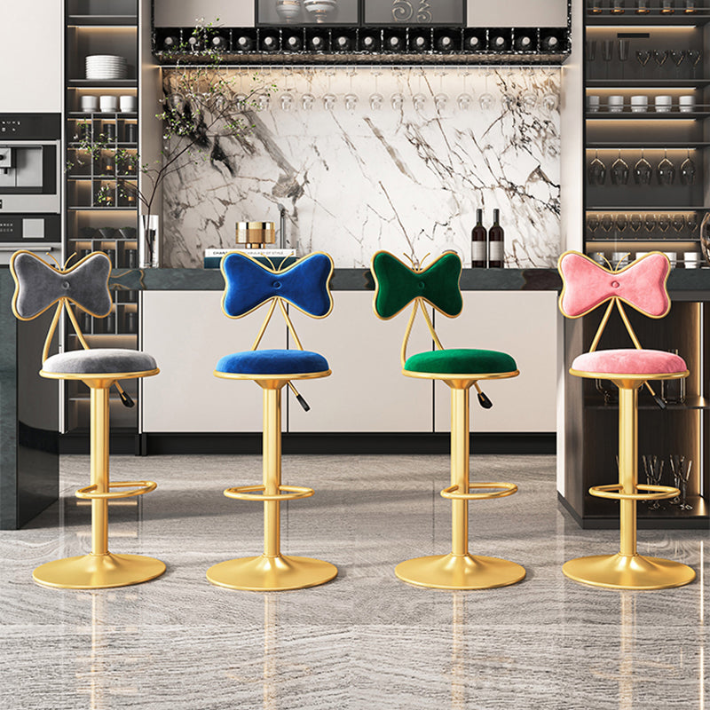 Scandinavian Design Upholstered Bar Stools with Fabric Round Stools with Footrest