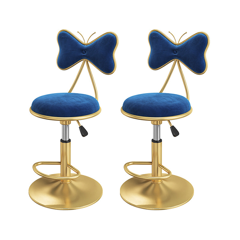 Scandinavian Design Upholstered Bar Stools with Fabric Round Stools with Footrest