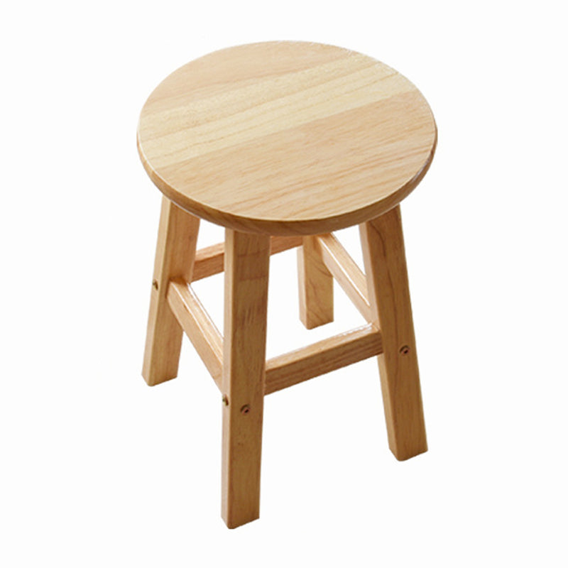 Minimalist Design Solid Wood Bar Stool Backless Counter Chair with Wood Base