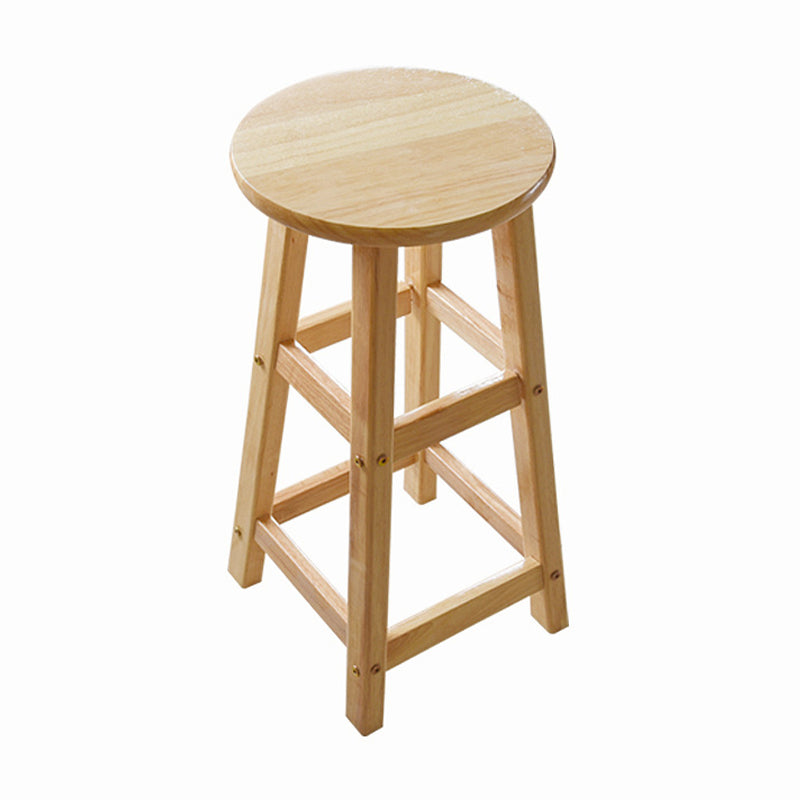 Minimalist Design Solid Wood Bar Stool Backless Counter Chair with Wood Base