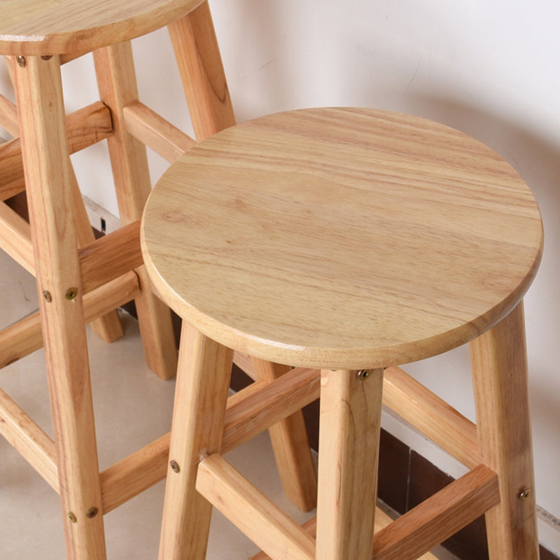 Minimalist Design Solid Wood Bar Stool Backless Counter Chair with Wood Base
