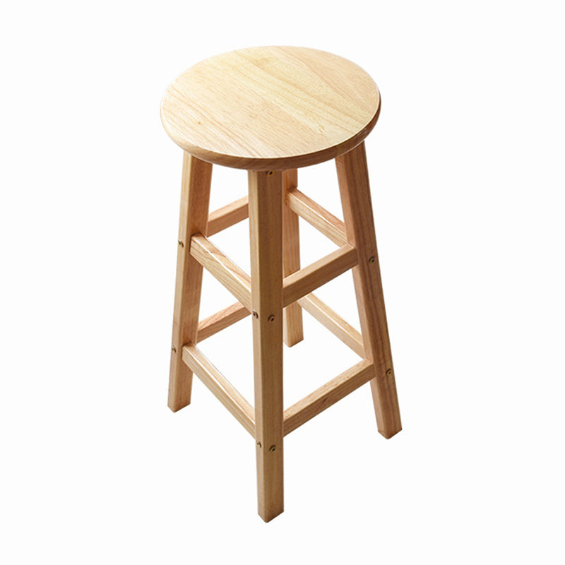 Minimalist Design Solid Wood Bar Stool Backless Counter Chair with Wood Base