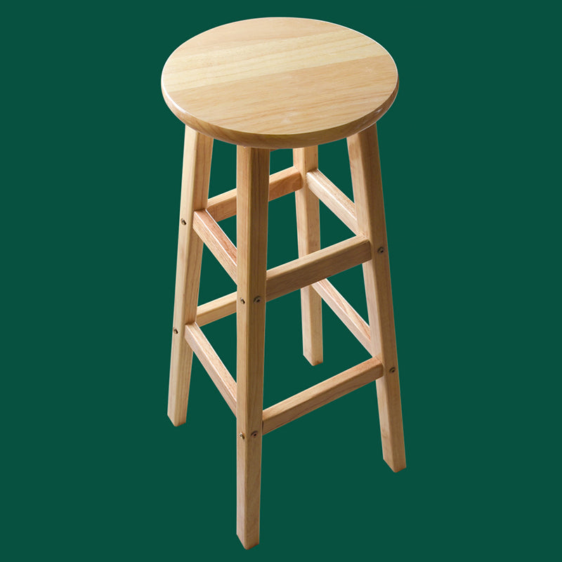 Minimalist Design Solid Wood Bar Stool Backless Counter Chair with Wood Base