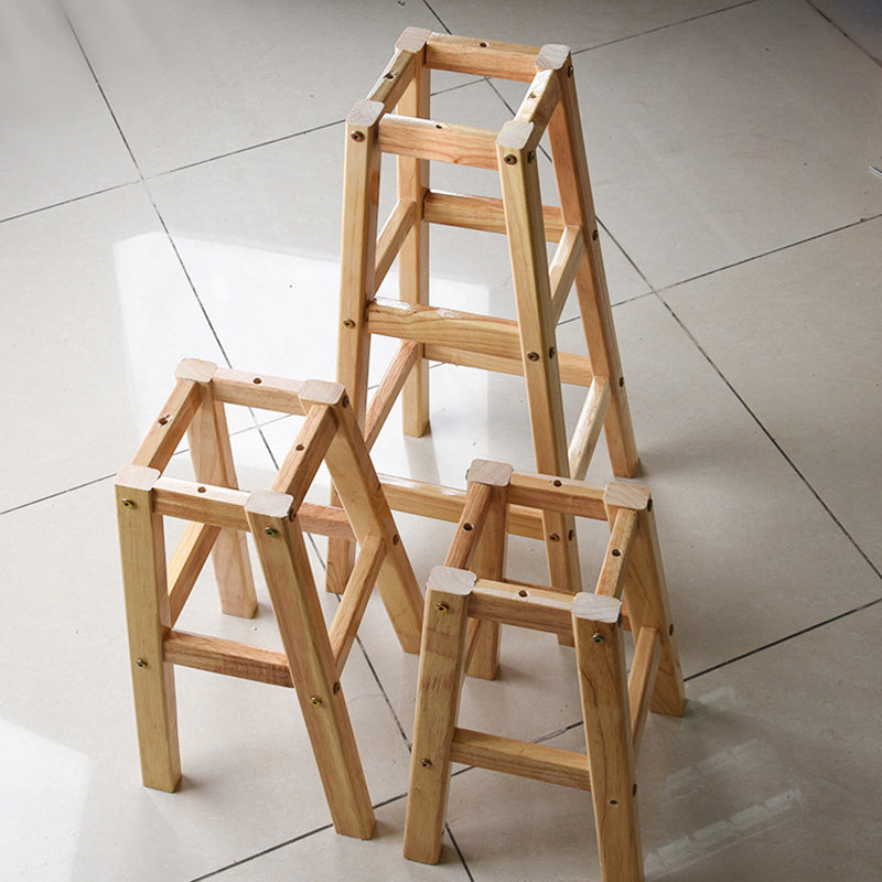 Minimalist Design Solid Wood Bar Stool Backless Counter Chair with Wood Base