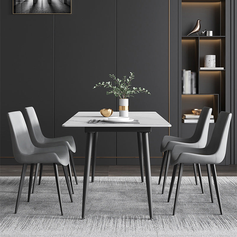 Modern Metal Dining Set 1/2/5/6/7 Pieces Rectangle Dining Table Set