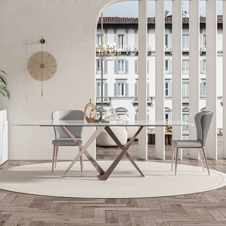 Nordic Sintered Stone Top Dining Set Rectangle 1/3/4/5/7 Pieces Dining Table with Chairs