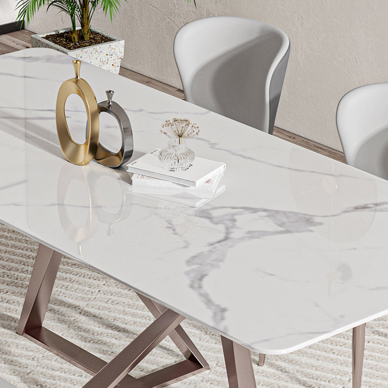 Nordic Sintered Stone Top Dining Set Rectangle 1/3/4/5/7 Pieces Dining Table with Chairs