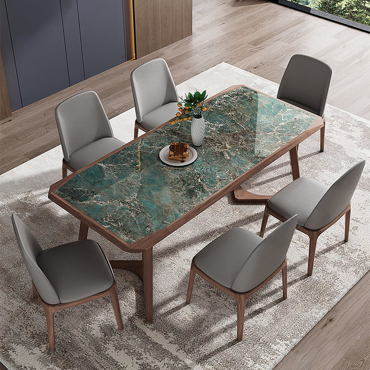 Designer Style Sintered Stone Dining Set Rectangle 1/4/5/7 Pieces Wooden Table with Chairs