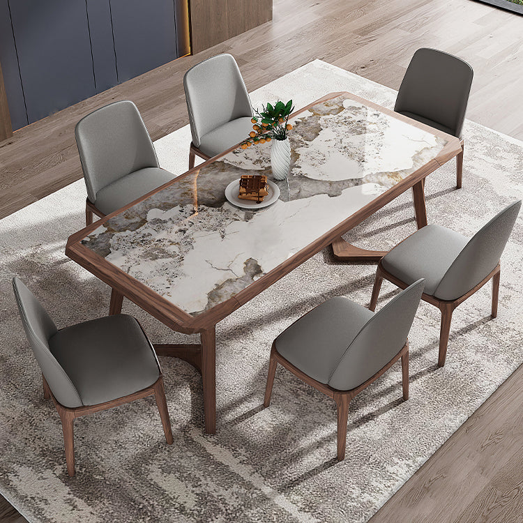 Designer Style Sintered Stone Dining Set Rectangle 1/4/5/7 Pieces Wooden Table with Chairs