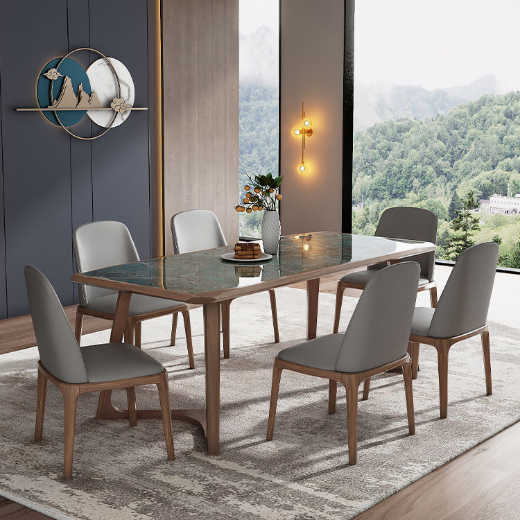 Designer Style Sintered Stone Dining Set Rectangle 1/4/5/7 Pieces Wooden Table with Chairs