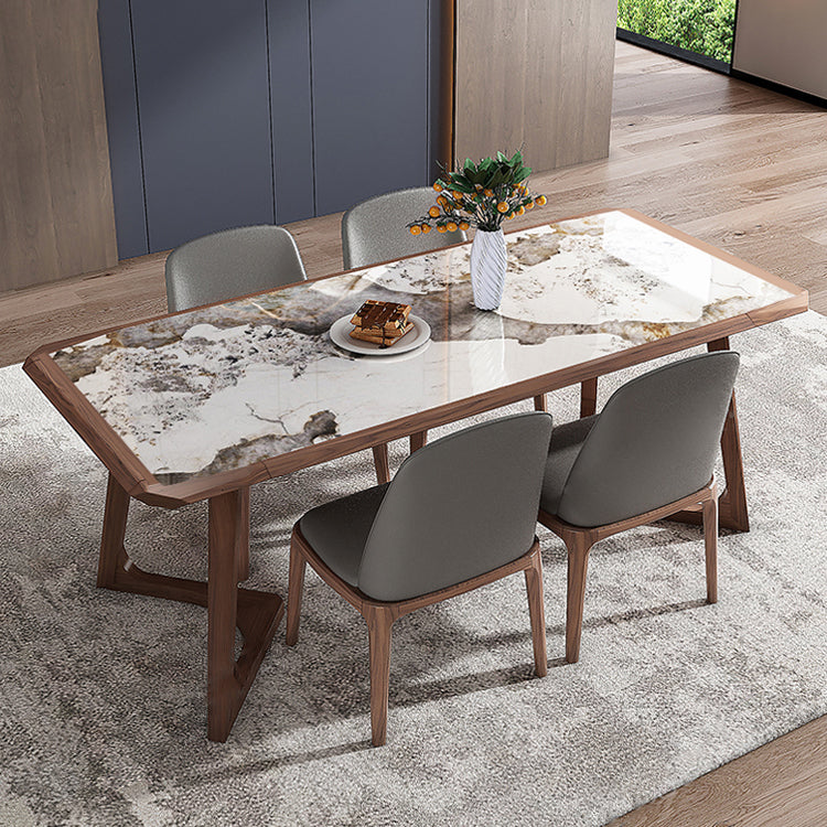 Designer Style Sintered Stone Dining Set Rectangle 1/4/5/7 Pieces Wooden Table with Chairs