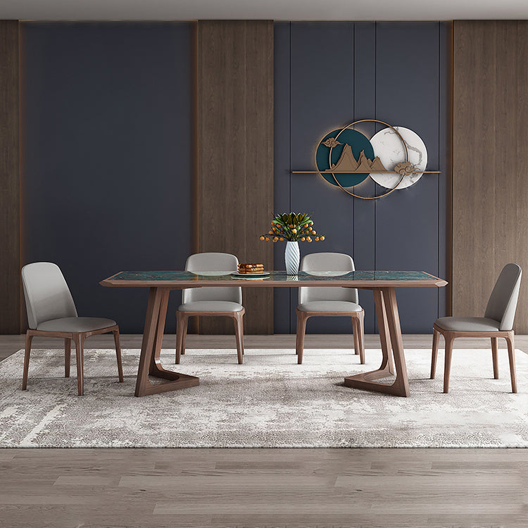 Designer Style Sintered Stone Dining Set Rectangle 1/4/5/7 Pieces Wooden Table with Chairs