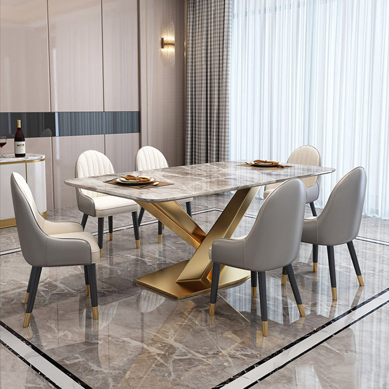 Luxury Sintered Stone Top Dining Set Rectangle 1/4/5/7 Pieces Kitchen Table with Chairs
