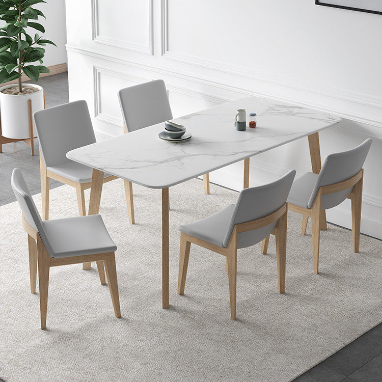Modern Sintered Stone Top Dining Set Rectangle 1/2/5/6/7 Pieces Dining Table with Chairs