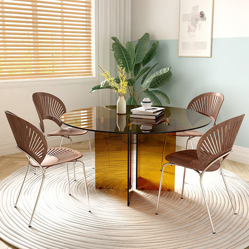 Round Glass Dining Table Modern Style Dining Table for Home Use