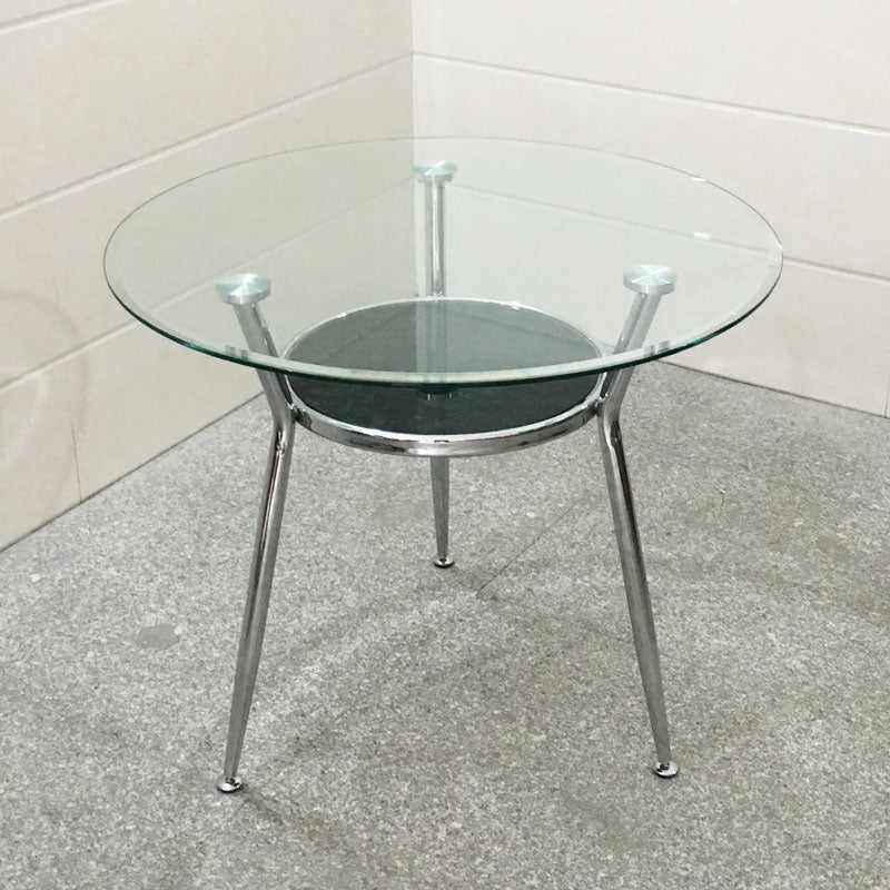 Metal Contemporary Round Dining Table Glass Top Table for Dining Room