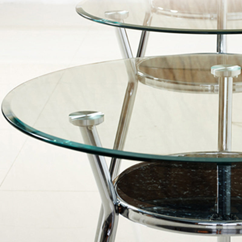Metal Contemporary Round Dining Table Glass Top Table for Dining Room