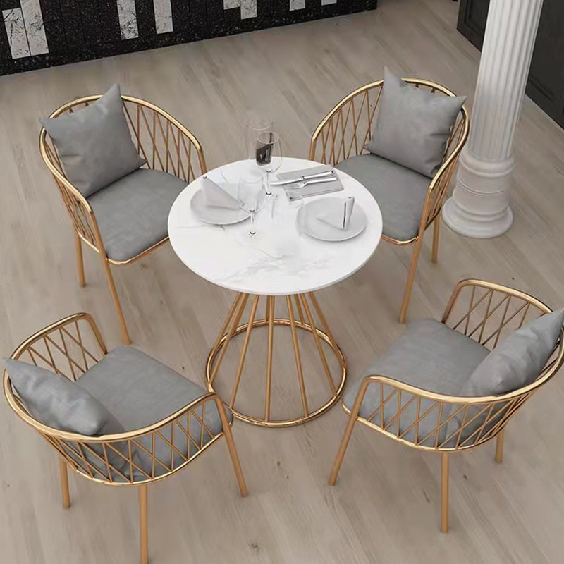 Sintered Stone Dining Table Traditional Luxury Dining Table with Gold Base