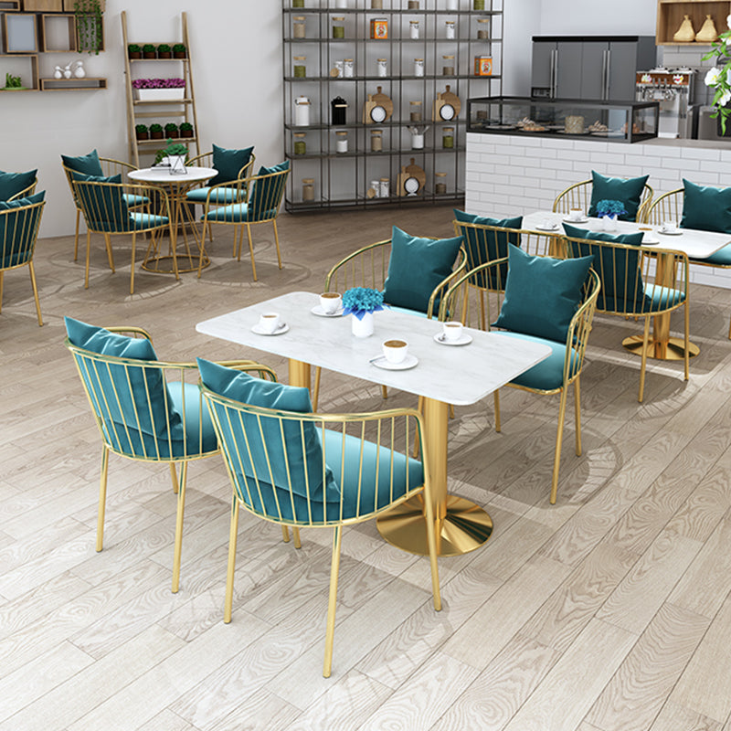 Sintered Stone Dining Table Traditional Luxury Dining Table with Gold Base