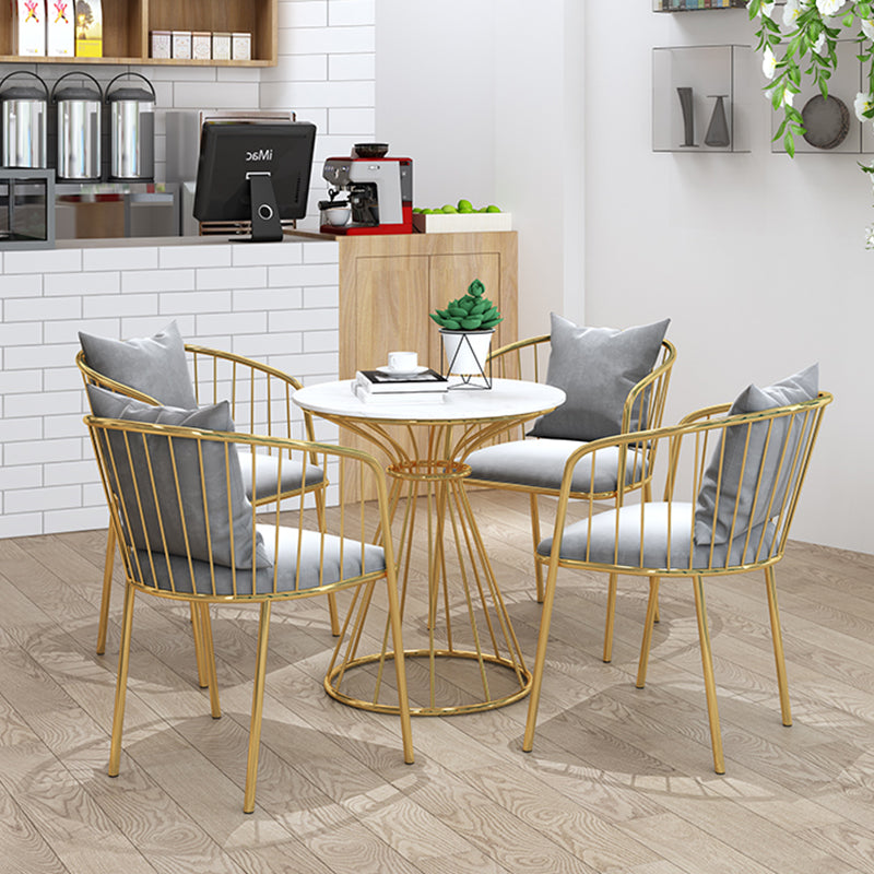 Sintered Stone Dining Table Traditional Luxury Dining Table with Gold Base