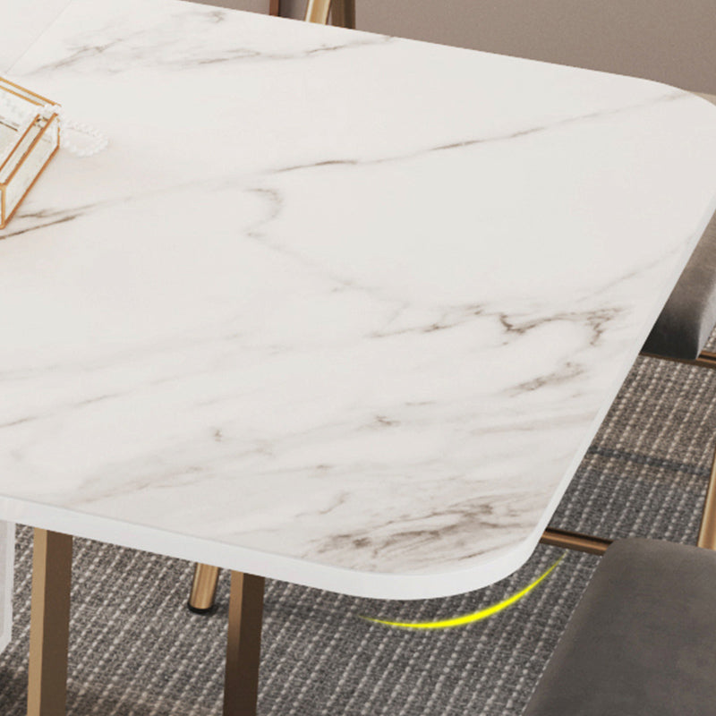 Foldable Sintered Stone Dining Table Modern Rectangle Table with Trestle Base
