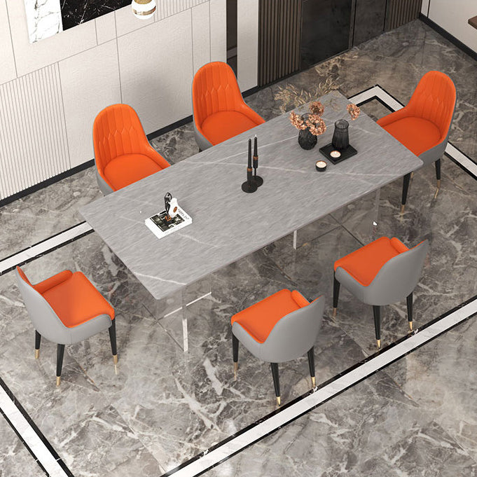 Stone Top Dining Table Traditional Luxury Table with Double Pedestal Base
