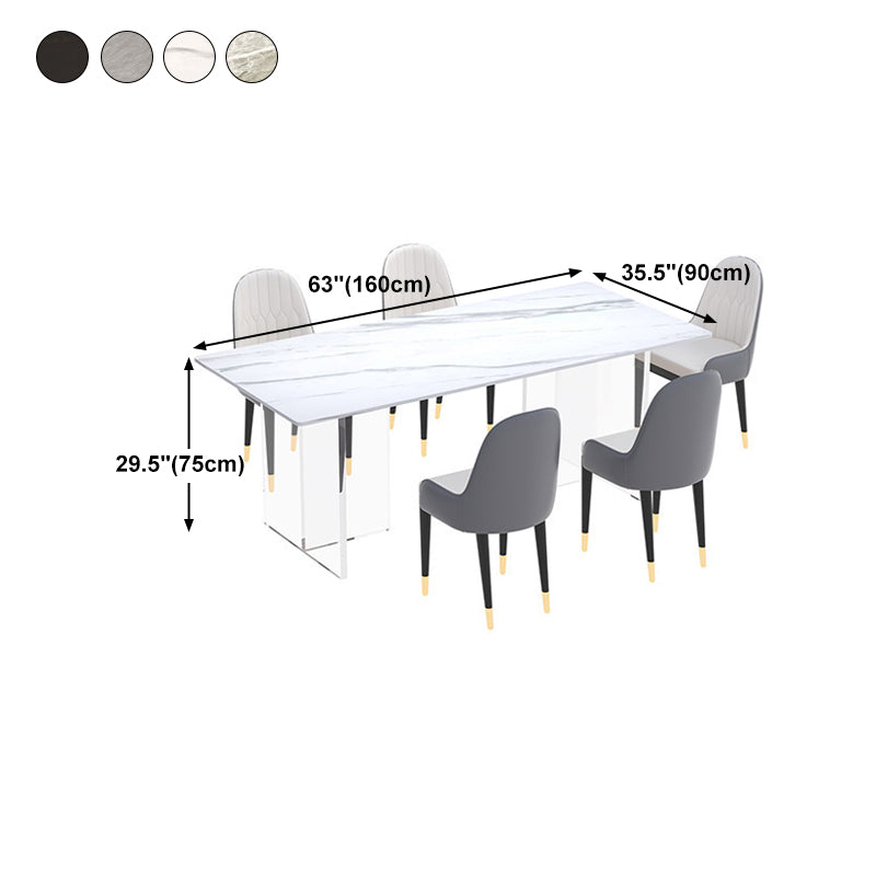 Stone Top Dining Table Traditional Luxury Table with Double Pedestal Base