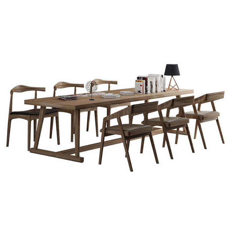 Table de salle à manger avec plateau en bois de pin, table de luxe traditionnelle avec base à tréteaux