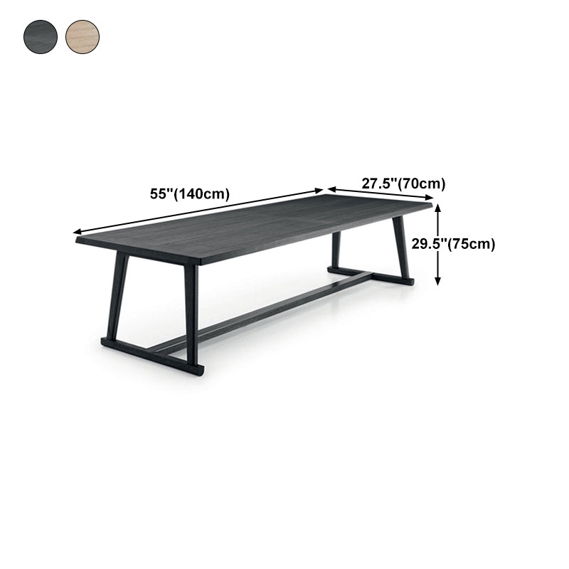 Table de salle à manger avec plateau en bois de pin, table de luxe traditionnelle avec base à tréteaux