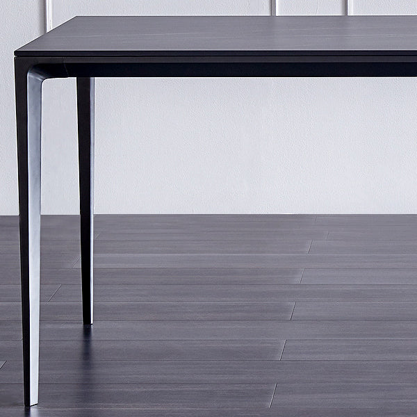 Stone Top Dining Table Rectangle Contemporary Table with 4 Legs in Black