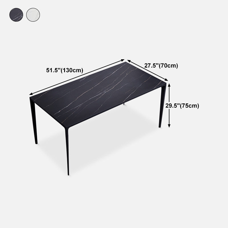 Stone Top Dining Table Rectangle Contemporary Table with 4 Legs in Black