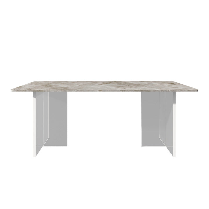 Stone Top Table Traditional Luxury Dining Table with Double Pedestal Base