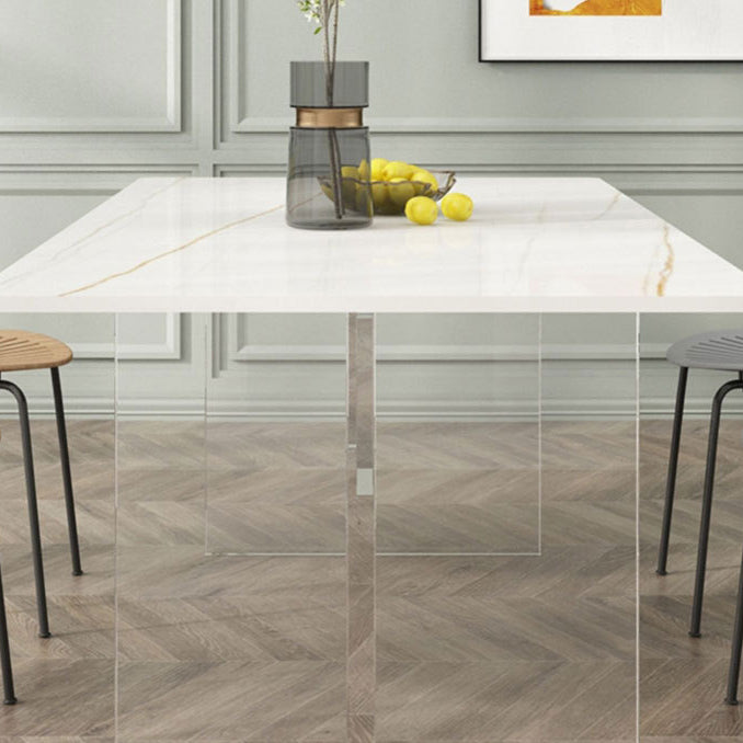 Stone Top Table Traditional Luxury Dining Table with Double Pedestal Base