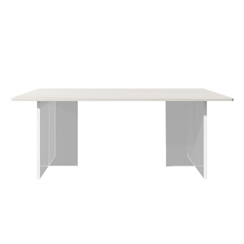 Stone Top Table Traditional Luxury Dining Table with Double Pedestal Base