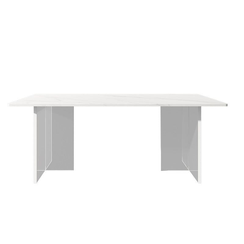 Stone Top Table Traditional Luxury Dining Table with Double Pedestal Base