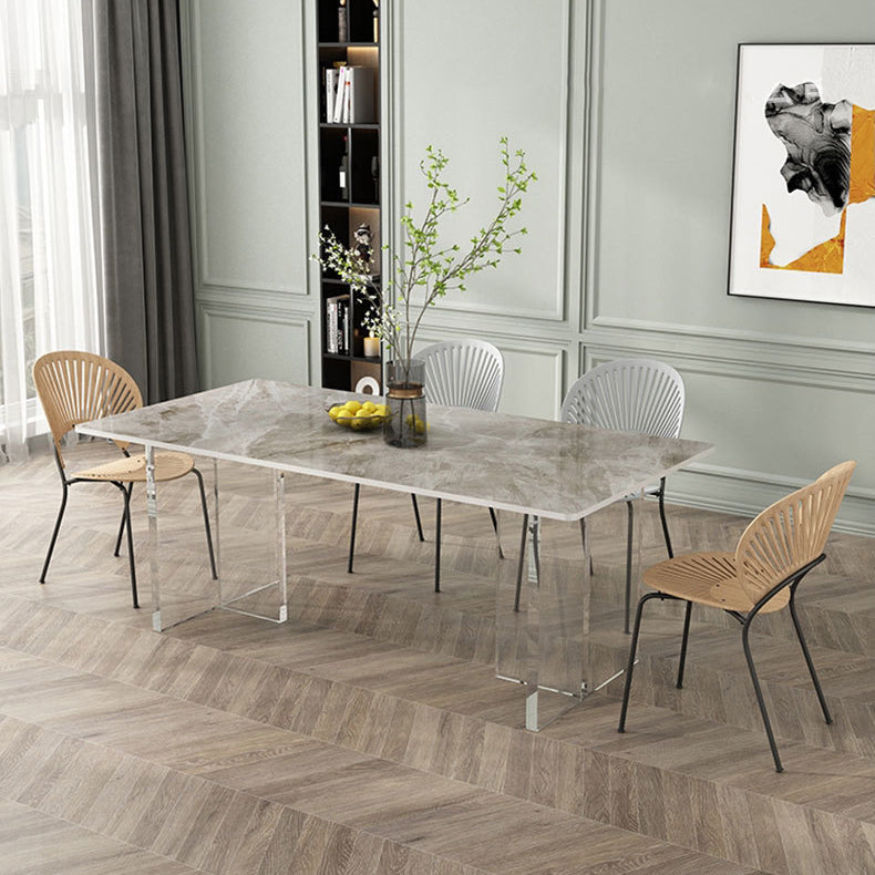 Stone Top Table Traditional Luxury Dining Table with Double Pedestal Base