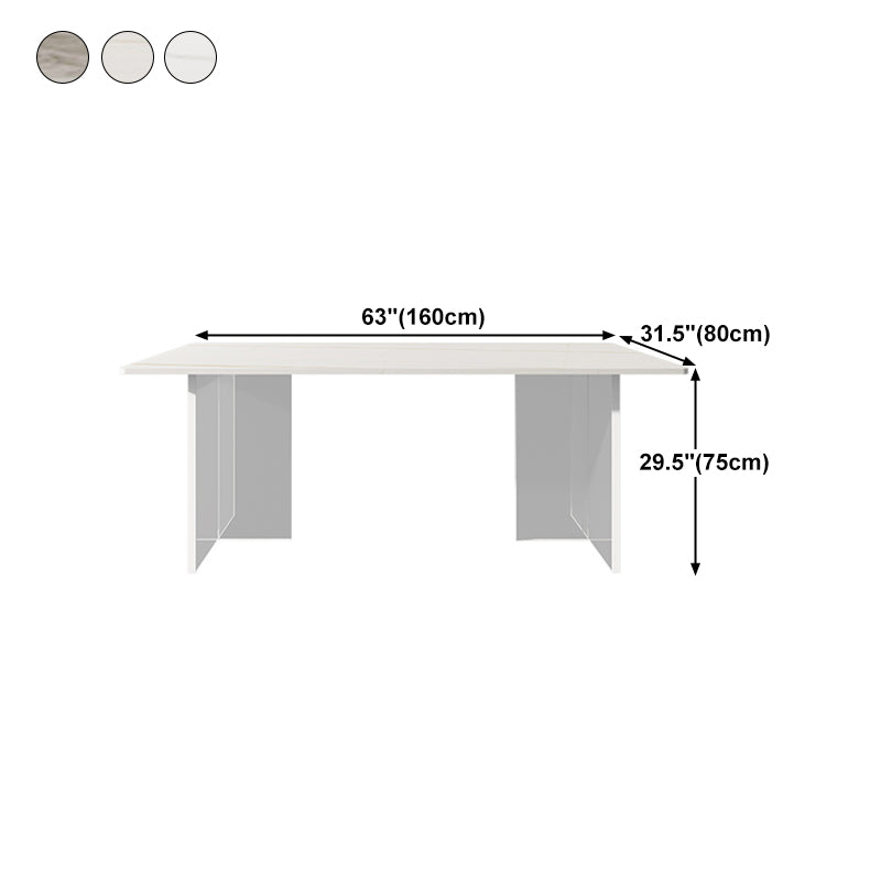 Stone Top Table Traditional Luxury Dining Table with Double Pedestal Base