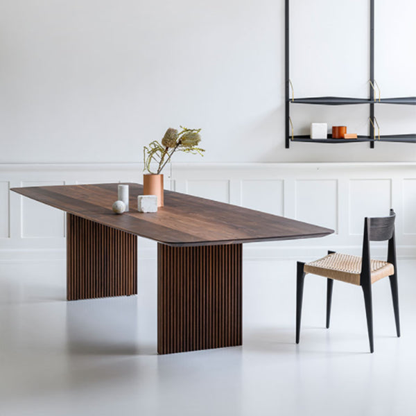 Pine Solid Wood Dining Site Table Modern Rectangle Double Pedestal Dining Table