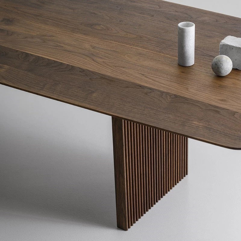 Pine Solid Wood Dining Site Table Modern Rectangle Double Pedestal Dining Table
