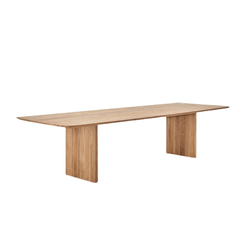 Pine Solid Wood Dining Site Table Modern Rectangle Double Pedestal Dining Table