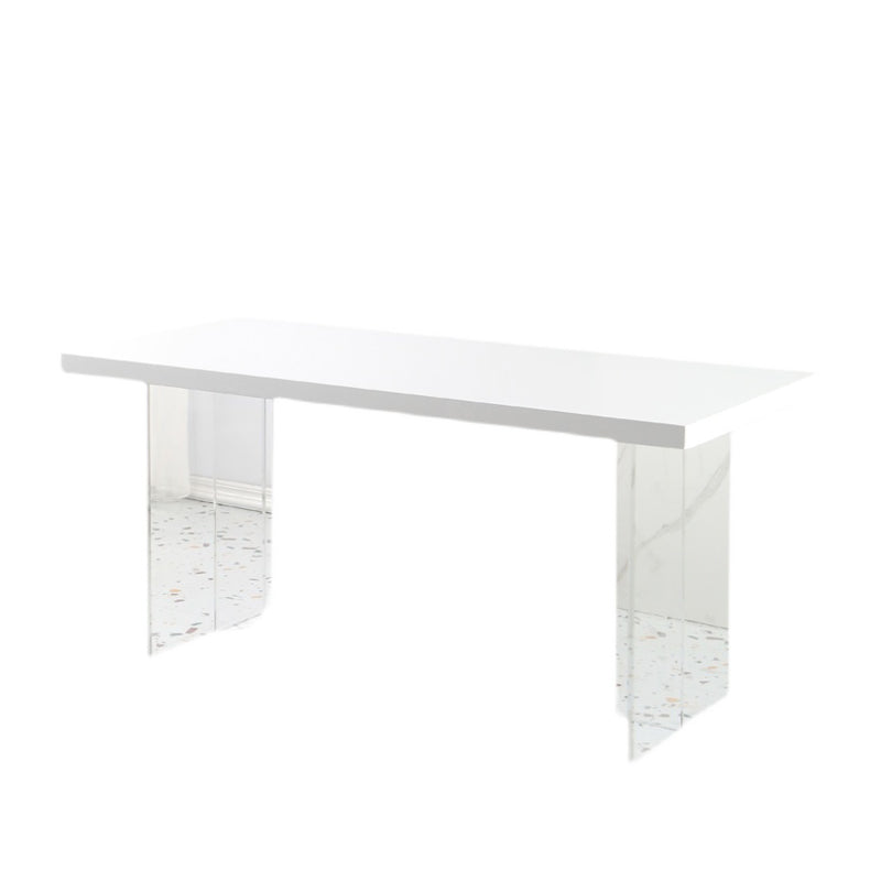 Base transparente Double guéridon moderne plateau en pierre Table de dîner cuisine maison
