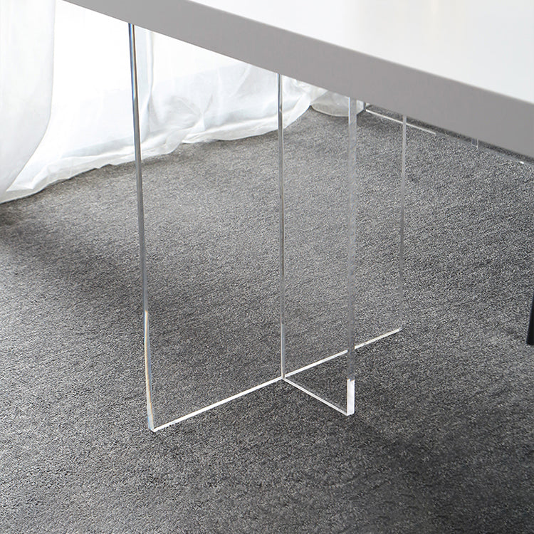 Base transparente Double guéridon moderne plateau en pierre Table de dîner cuisine maison