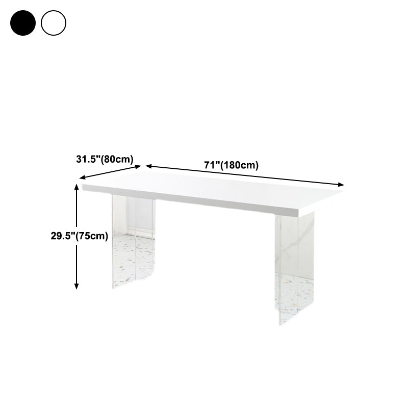 Base transparente Double guéridon moderne plateau en pierre Table de dîner cuisine maison
