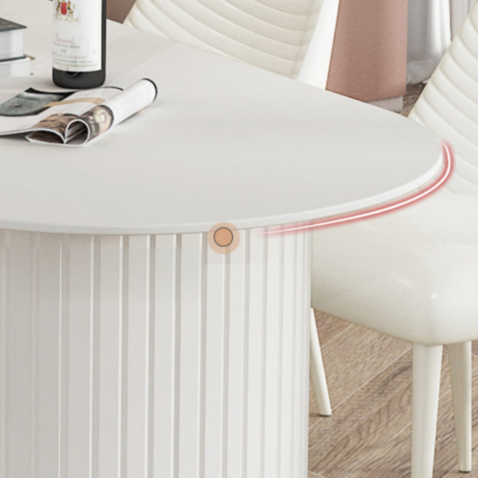 Modern Stone Top Dinette Table Solid Wood Double Pedestal Table in White