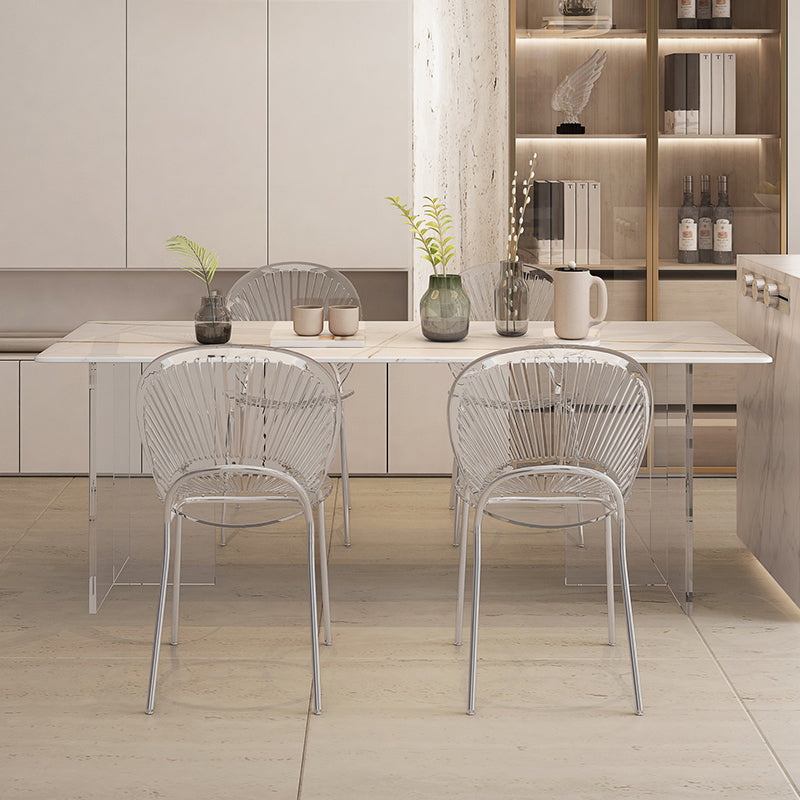Modern Table in White for Restaurant Rectangle Table with Acrylic Base