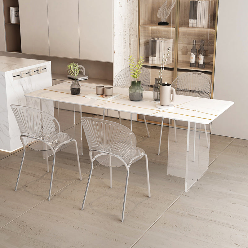Modern Table in White for Restaurant Rectangle Table with Acrylic Base