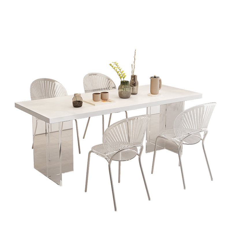 Modern Table in White for Restaurant Rectangle Table with Acrylic Base
