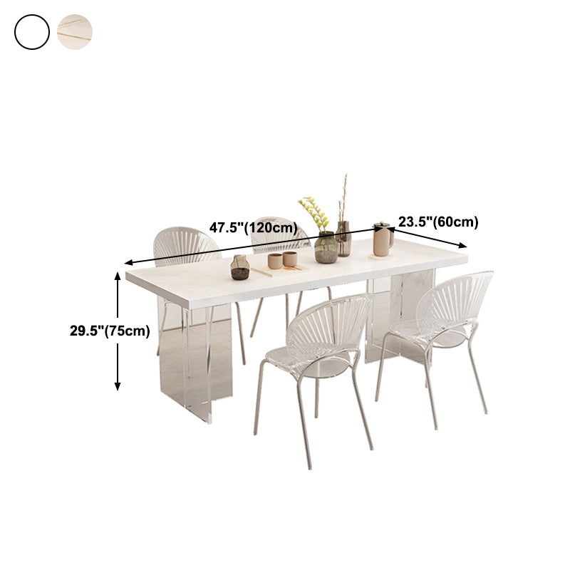 Modern Table in White for Restaurant Rectangle Table with Acrylic Base